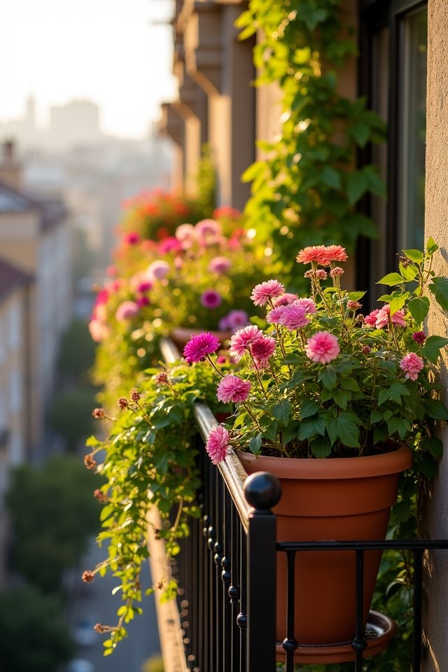 blooming balcony rail planters