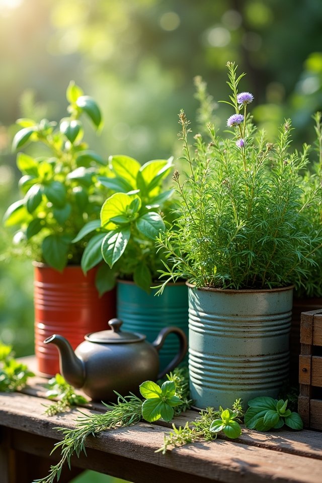 charming repurposed herb containers