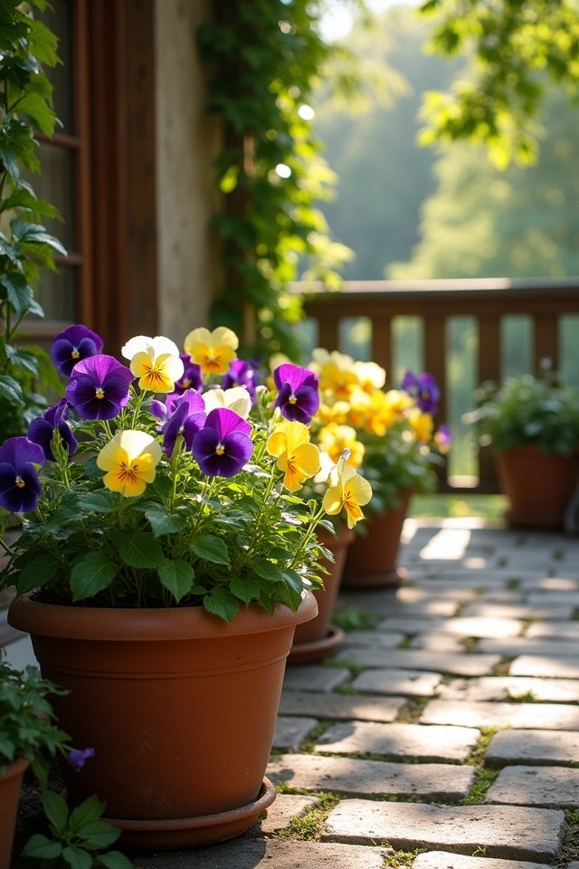 cheerful springtime pansy displays