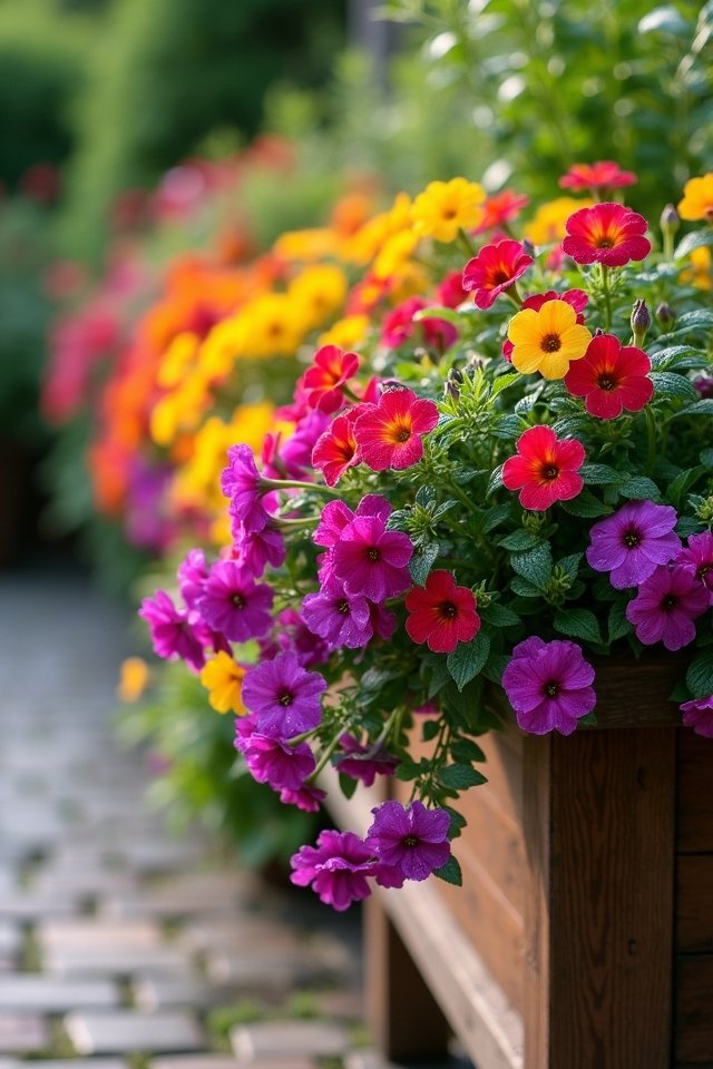 colorful miniature petunias thrive