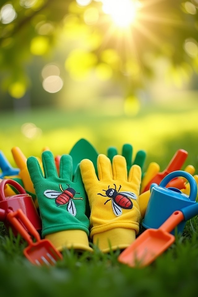 colorful protective gardening gloves