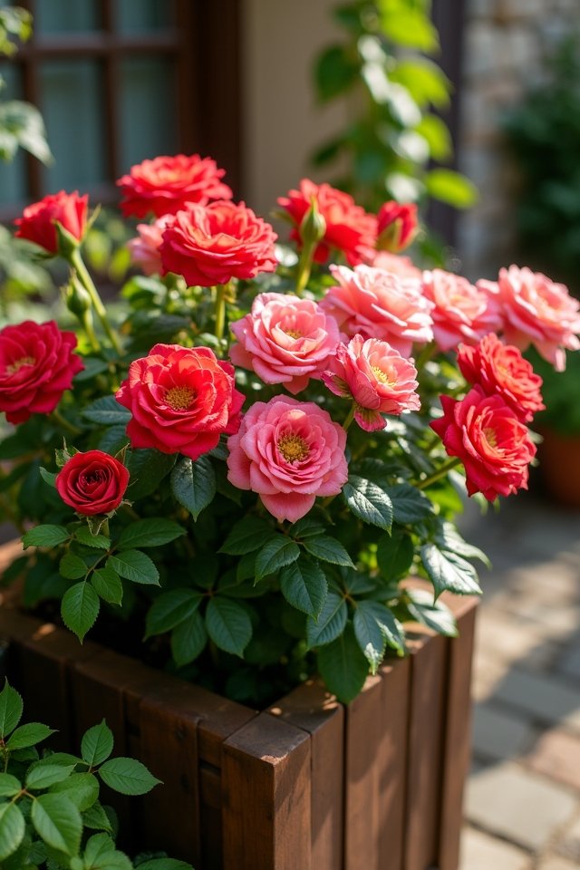 compact roses for patios