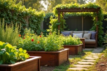 cozy backyard raised beds
