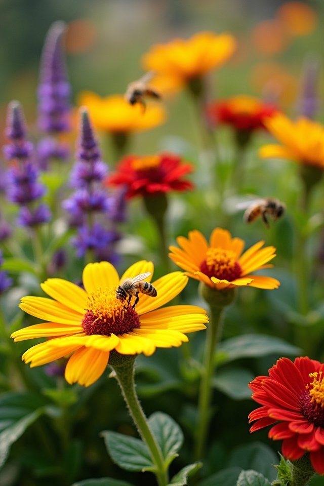 diverse colorful bee friendly garden