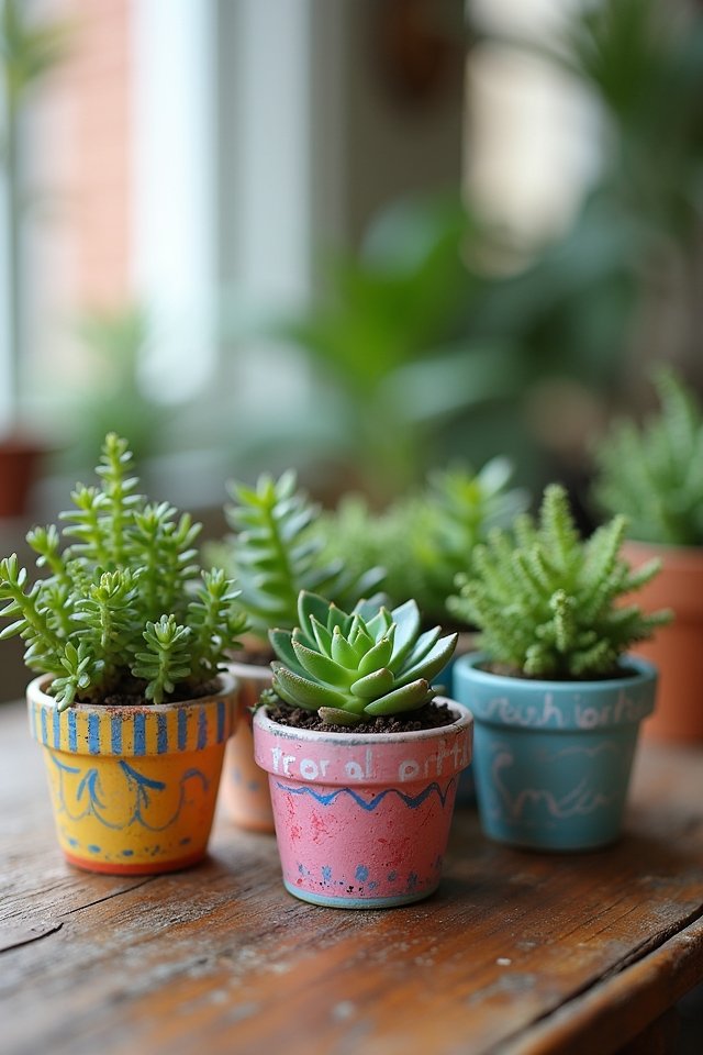 diy colorful painted pots