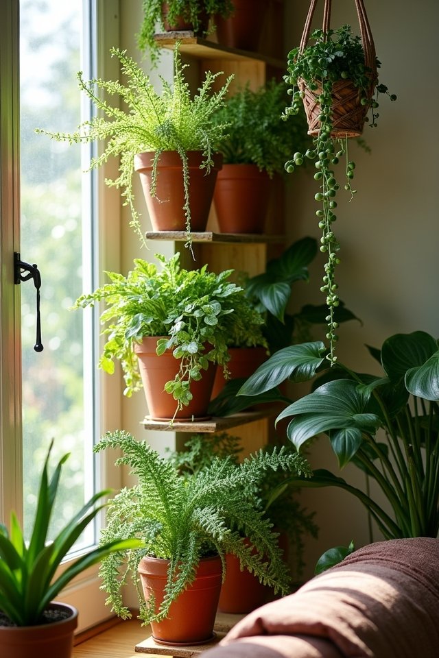 diy rustic plant shelves