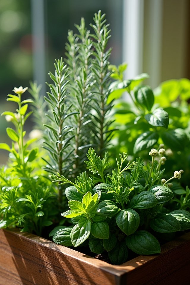 fresh herbs in containers