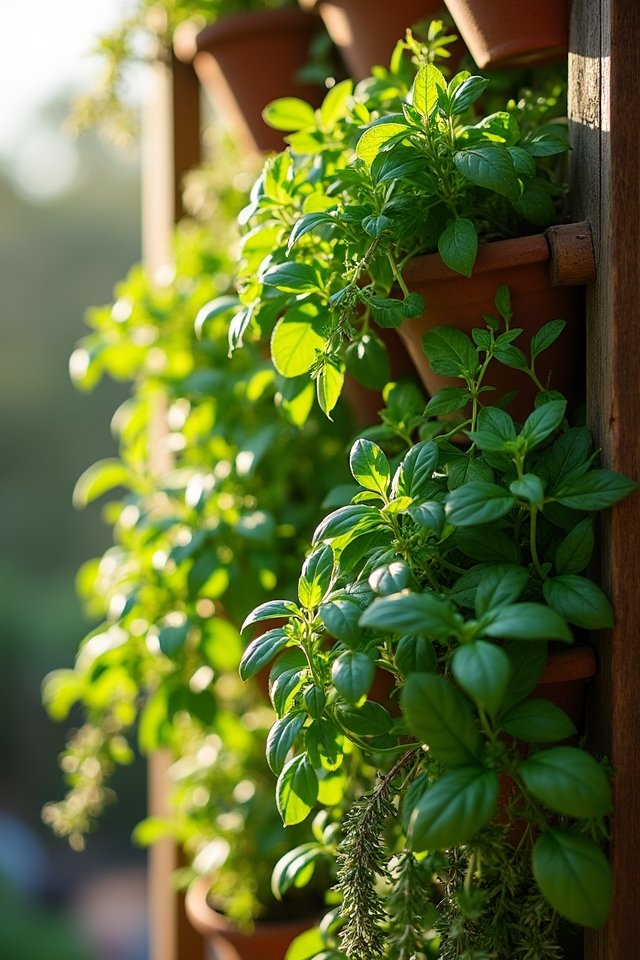 fresh herbs in planters