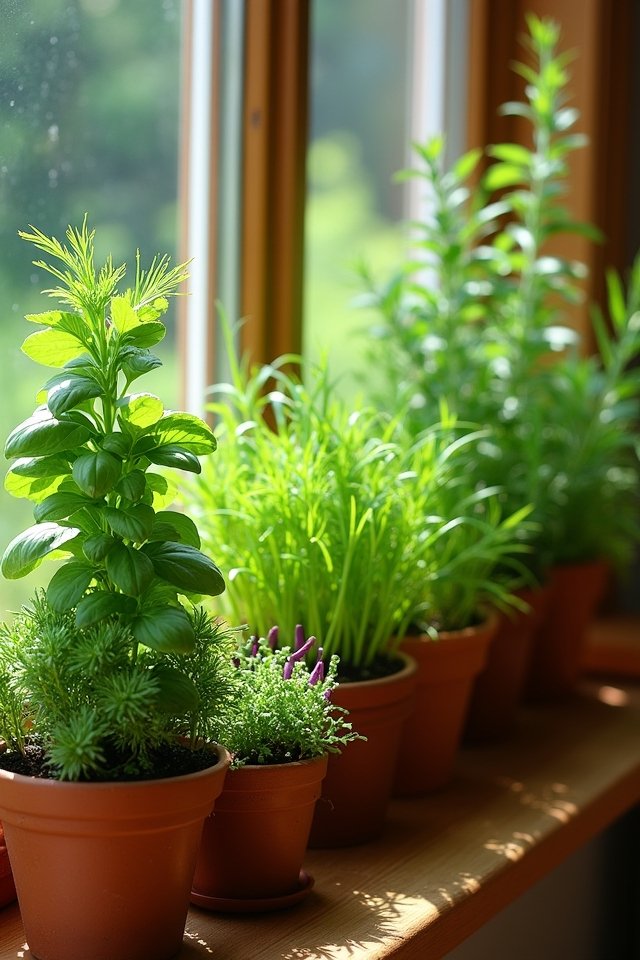 fresh herbs in window