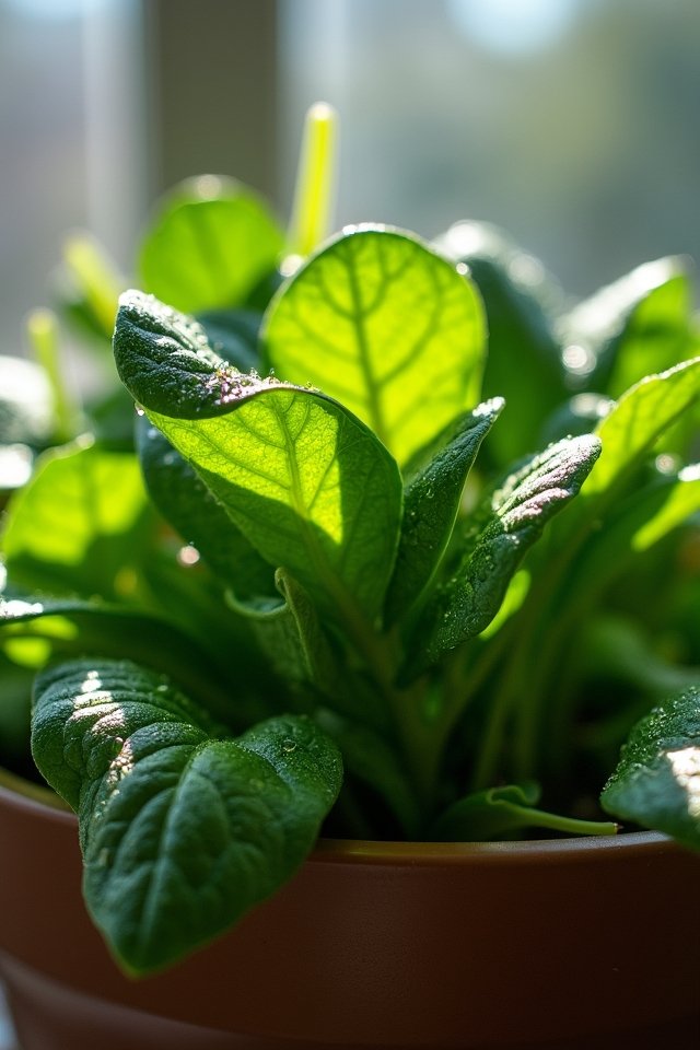 fresh spinach for indoor gardening