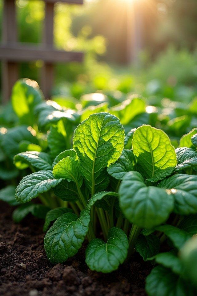 fresh vibrant spinach growth