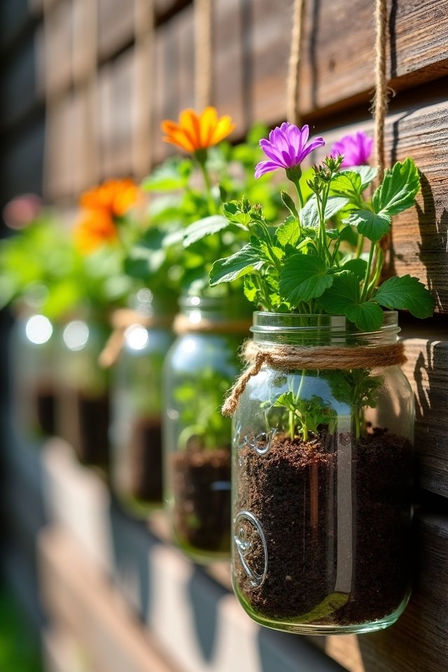 greenery with mason jars
