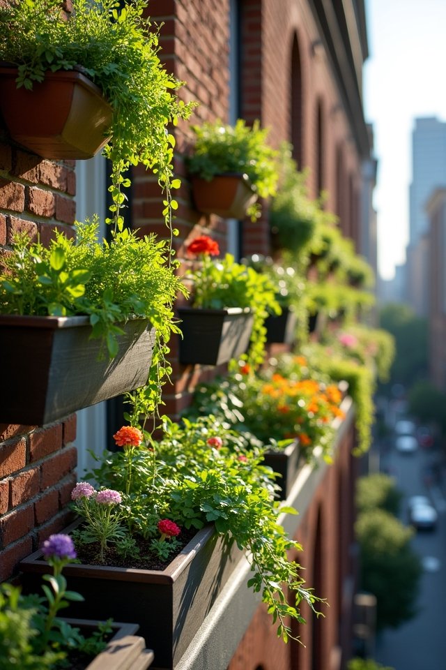hanging planters add greenery