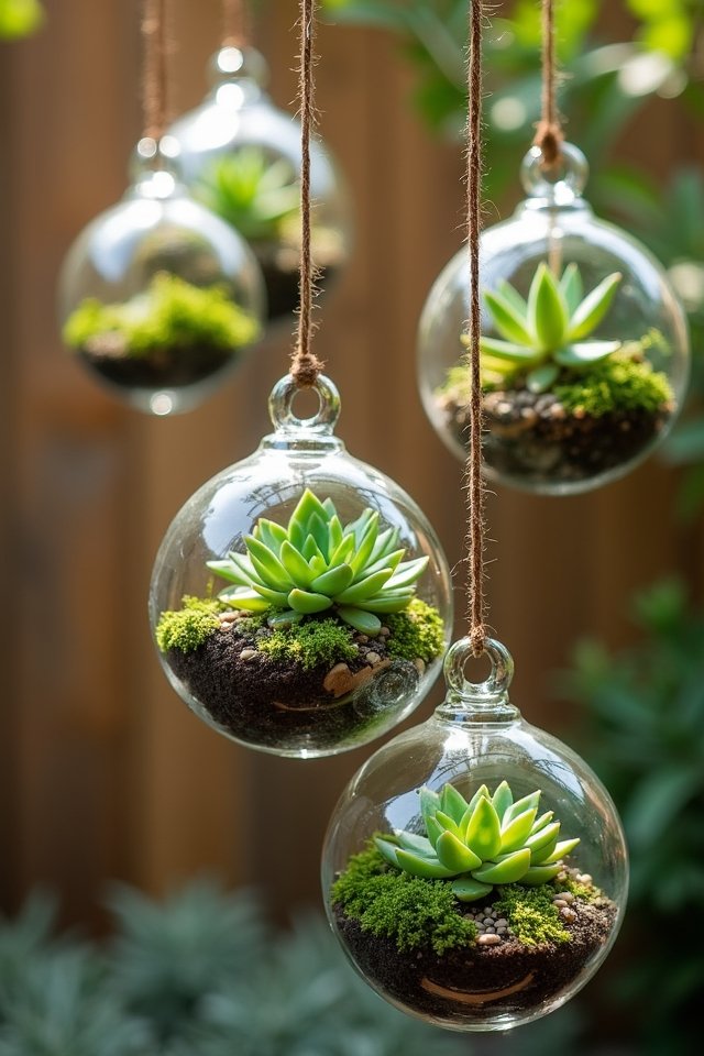 hanging succulent terrariums display