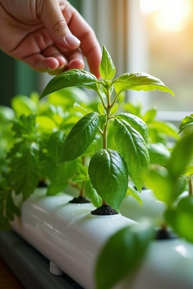 harvest hydroponic herbs carefully