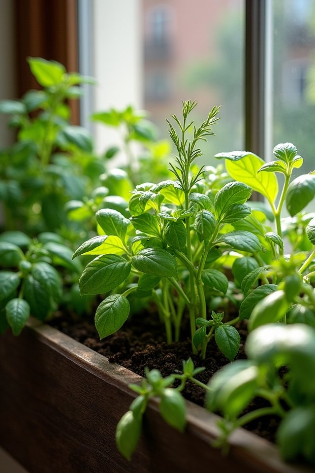 herb gardening in window boxes