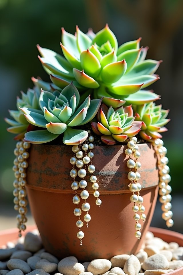 layered succulent garden stacks