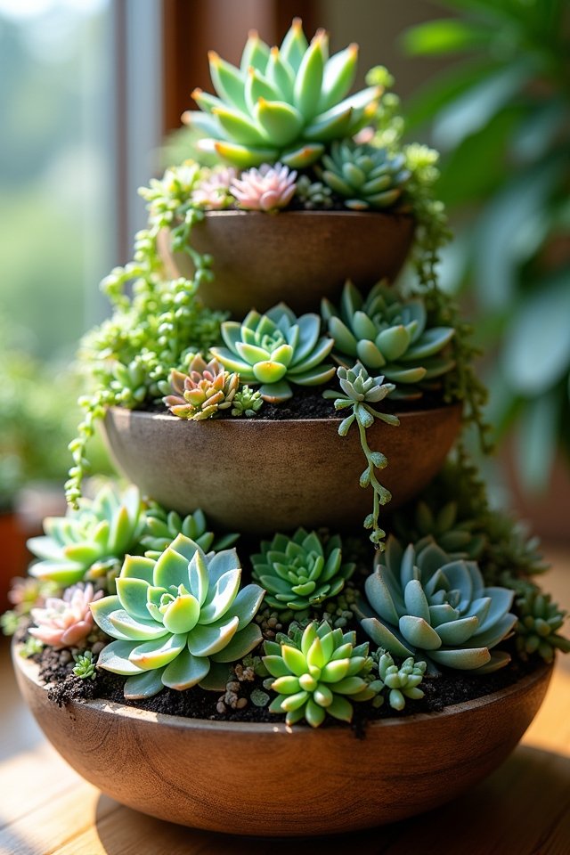 layered succulent planter aesthetics