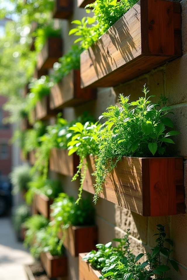 lush wall mounted herb garden