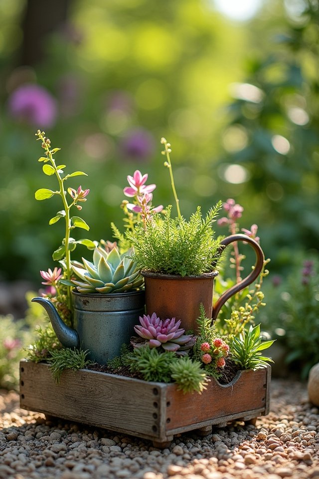 quirky planters from repurposed materials