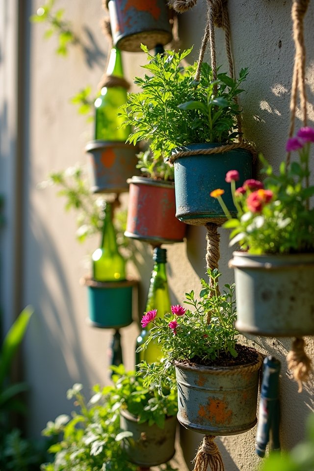 recycled bottle herb garden