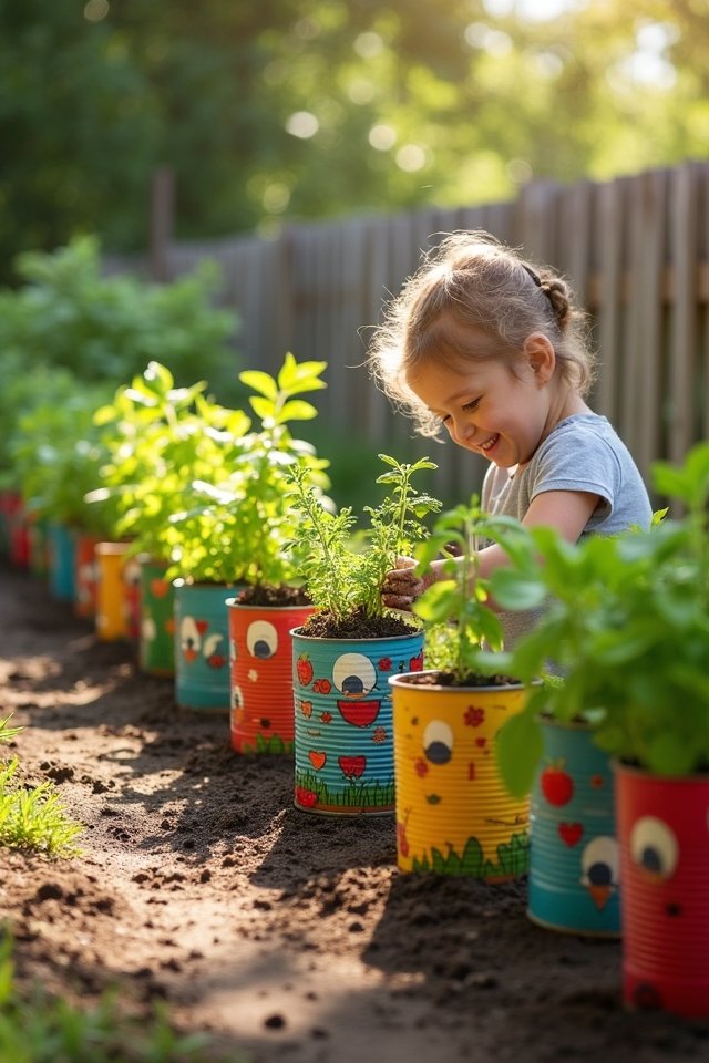 repurposed cans for gardening