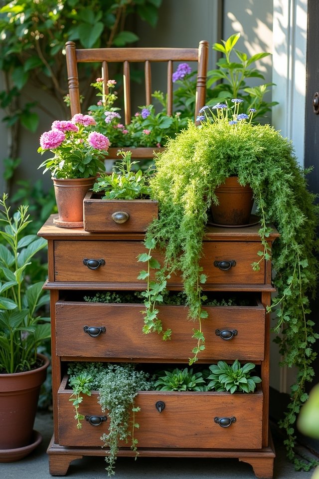 repurposed furniture for gardening