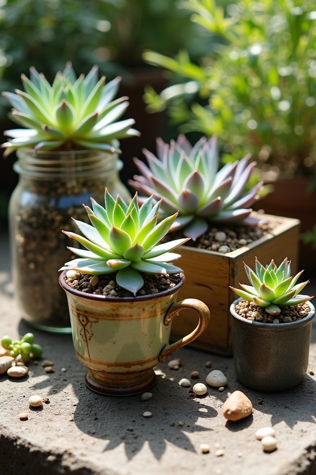 repurposed items for succulents