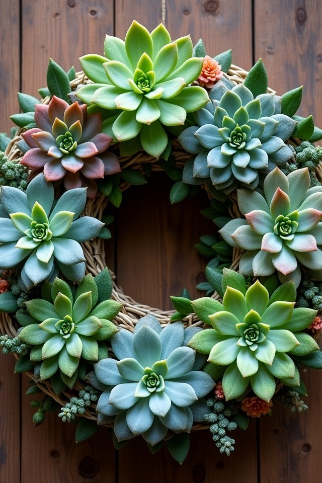 seasonal succulent wreath display