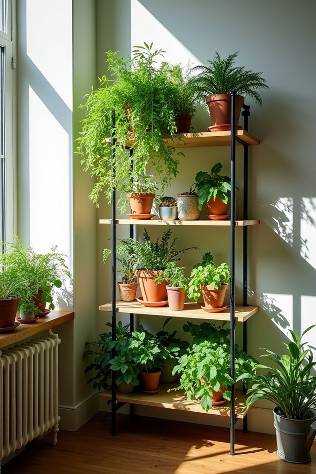 showcase plants with shelving