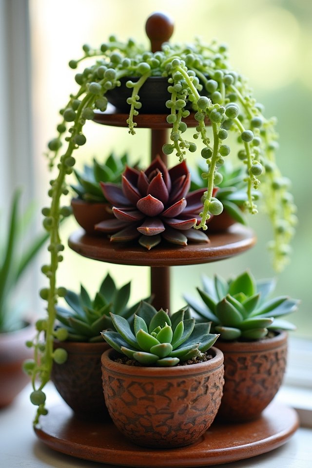tiered succulent display stand