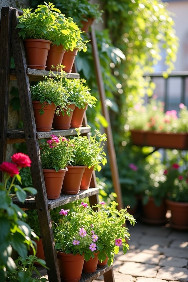 vertical garden ladder display