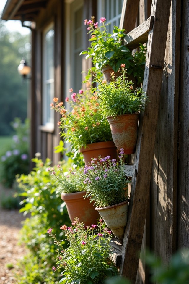vertical garden ladder display