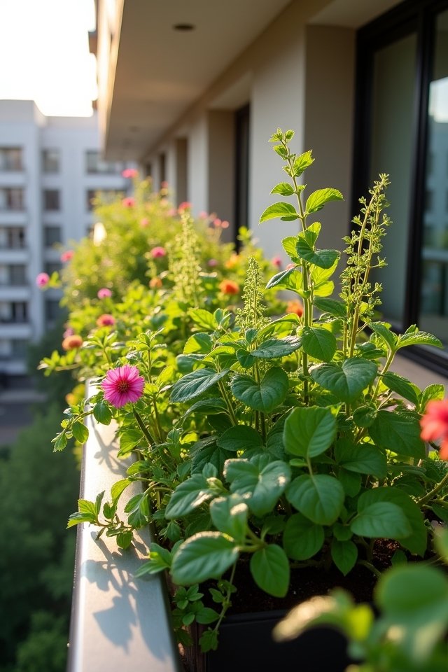 vertical garden railing planters