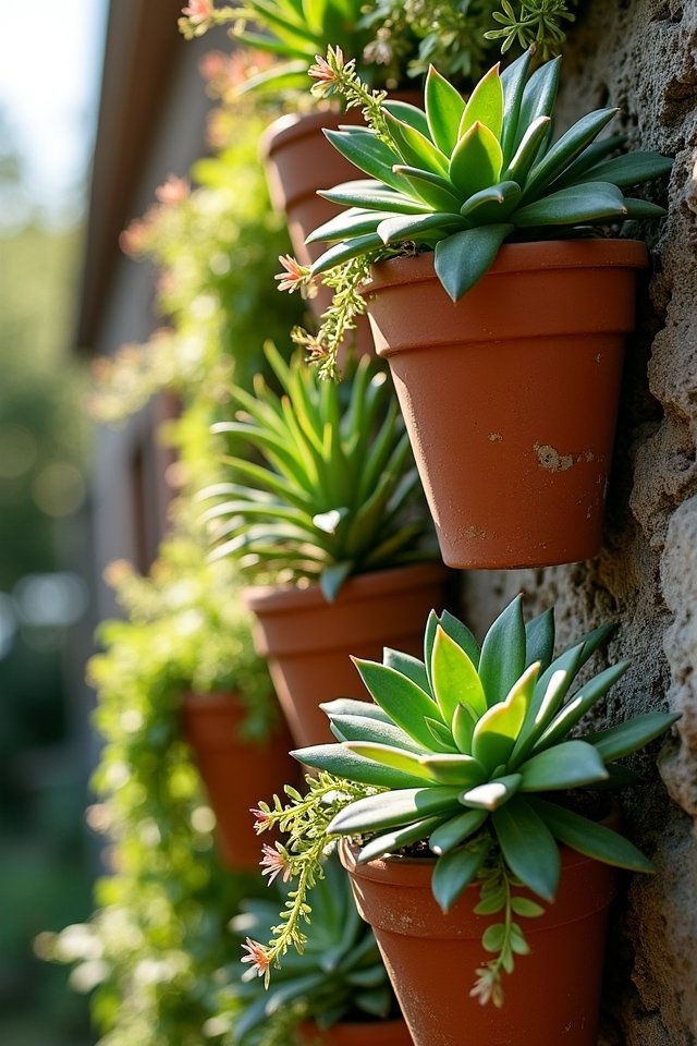 vertical garden with stacked pots