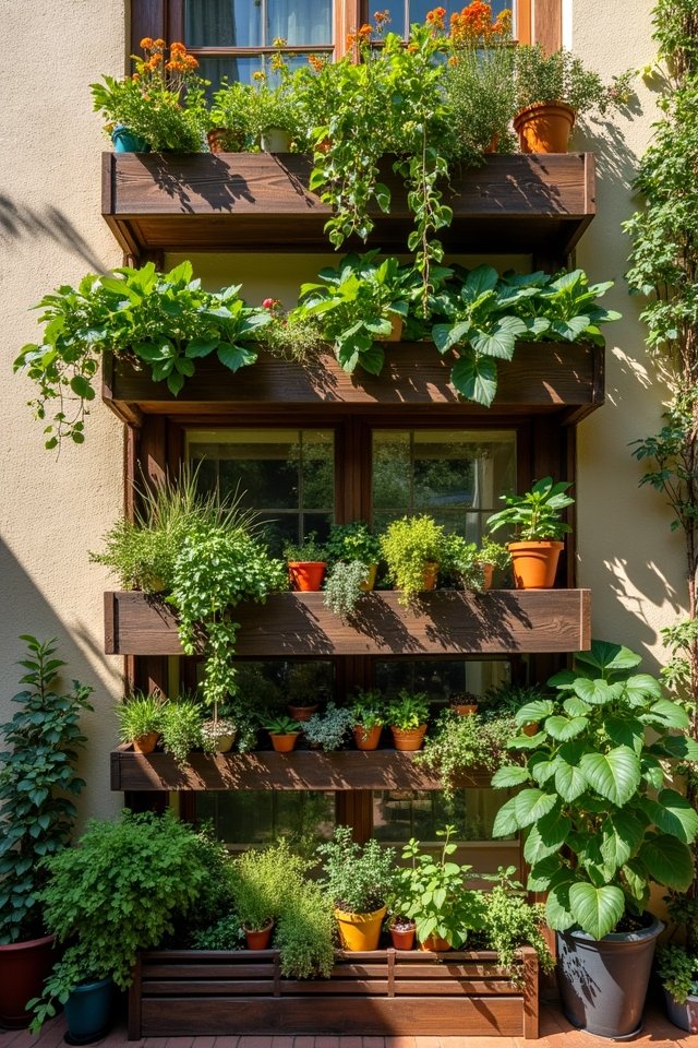 vertical gardening with shelves