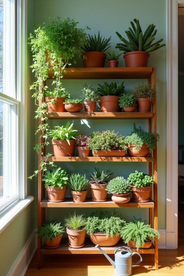 vertical gardening with shelves
