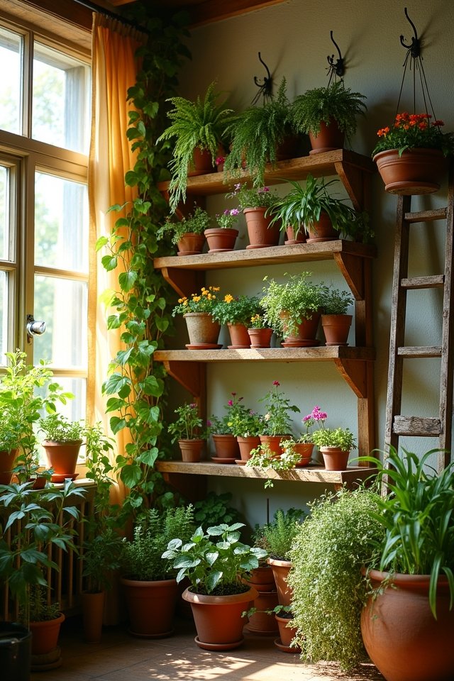 vertical gardening with shelves
