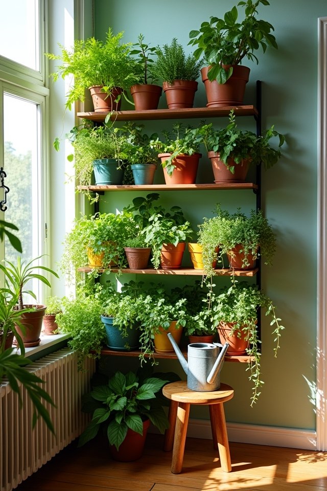 vertical gardening with shelves
