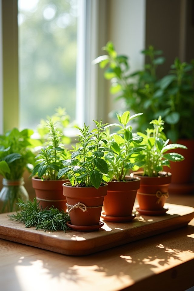 vibrant kitchen herb displays