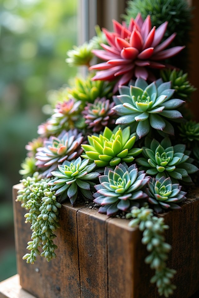 vibrant succulents for vertical gardening
