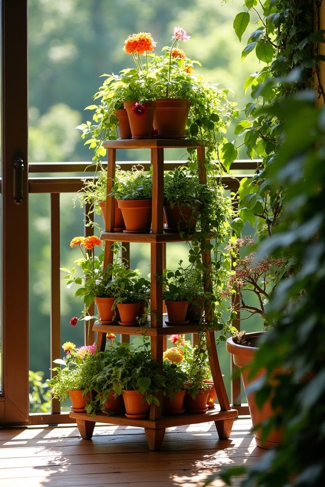vibrant tiered plant display