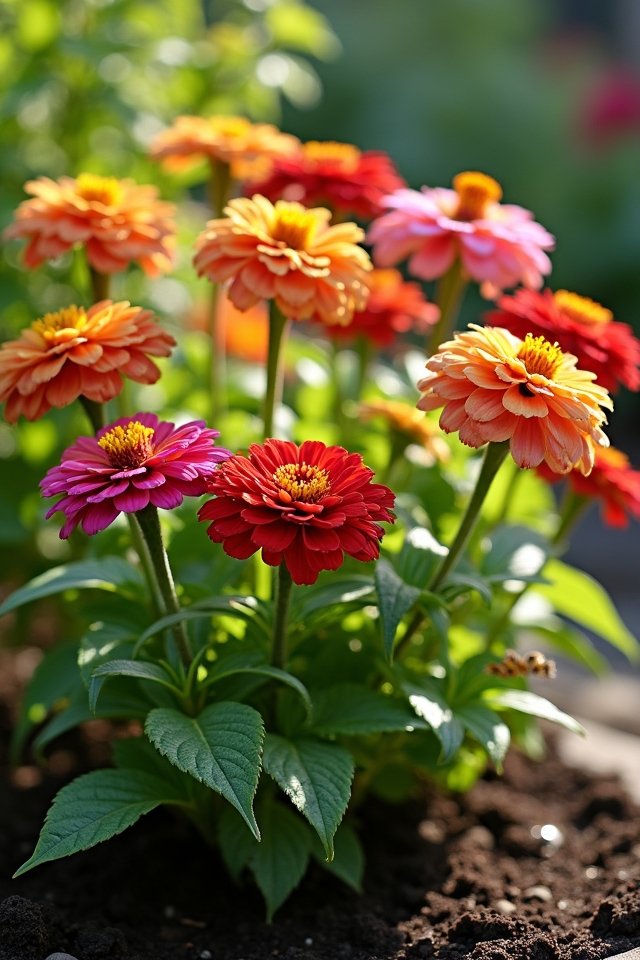vibrant zinnias attract butterflies