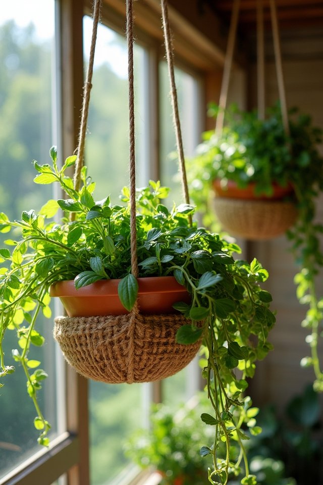 whimsical hanging herb planters