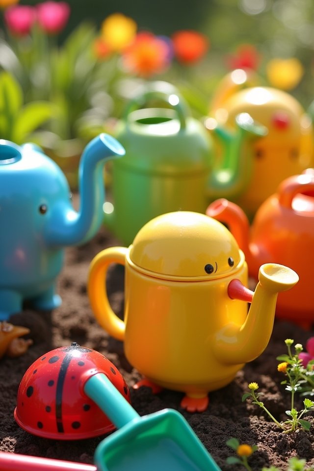 whimsical themed watering cans