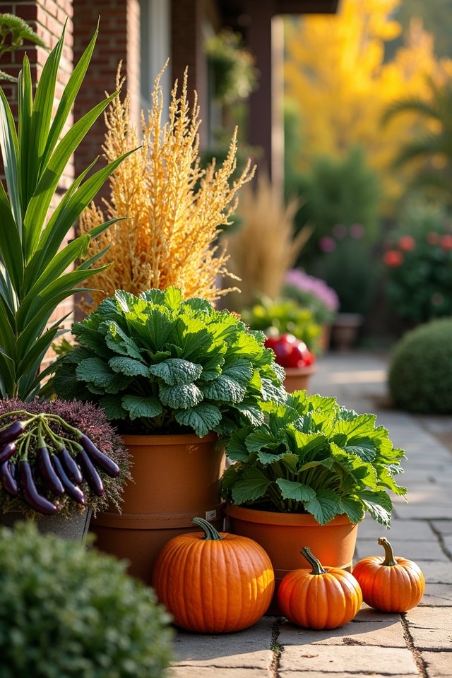 autumn container vegetable display