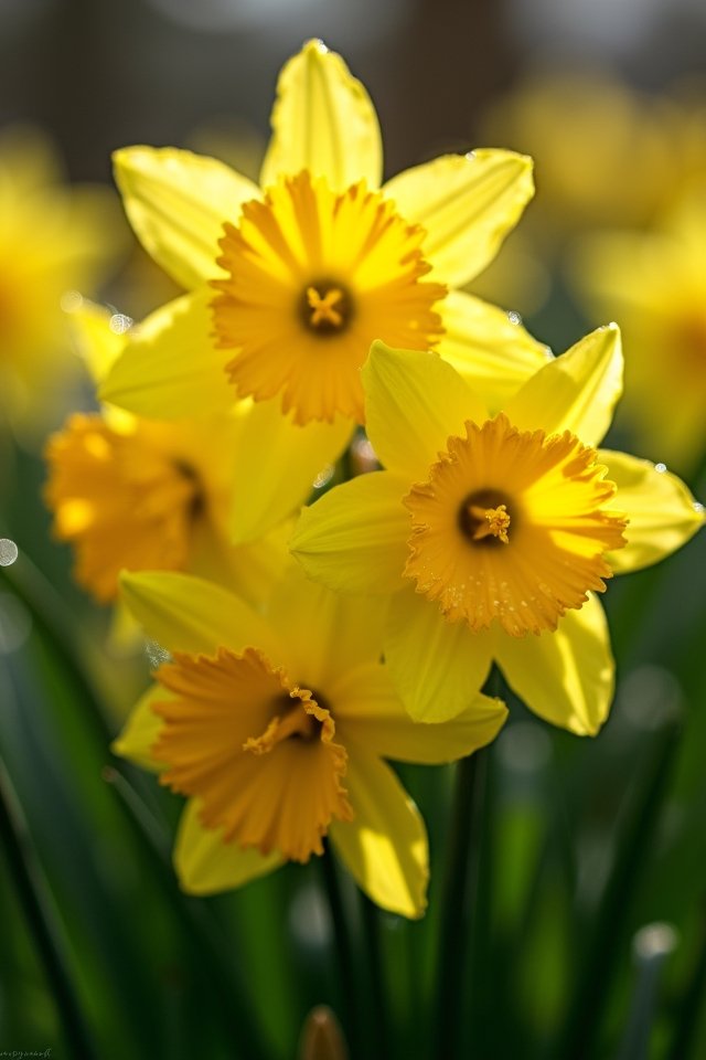 bright yellow daffodil blooms