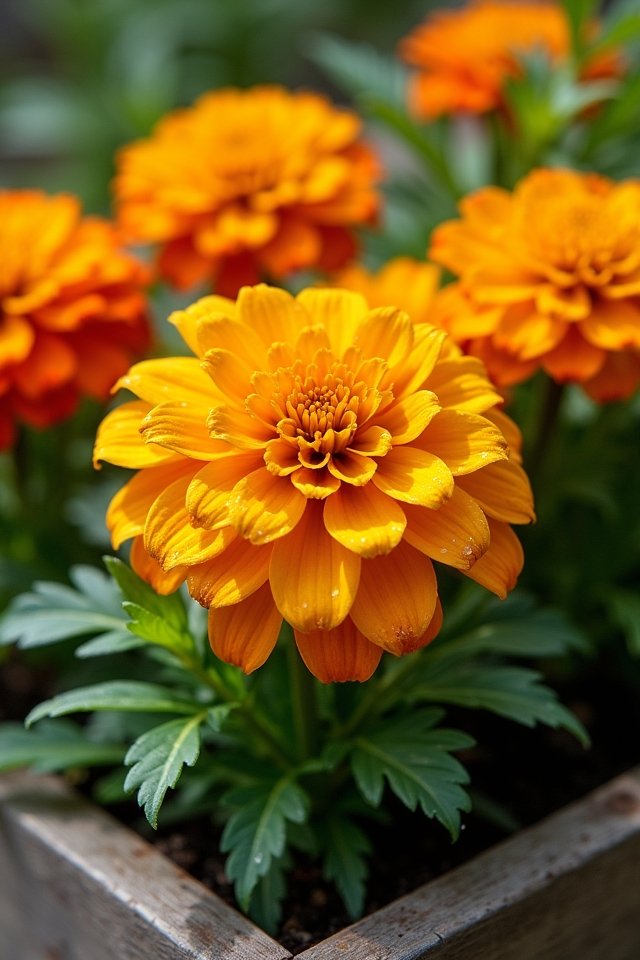 cheerful vibrant marigold gardening