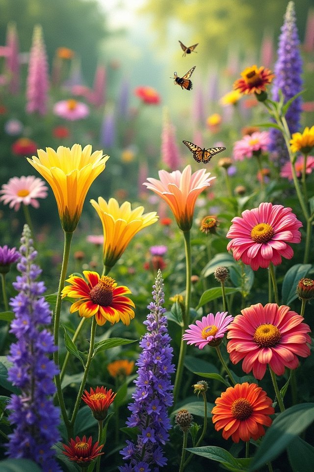 colorful blooms attract pollinators