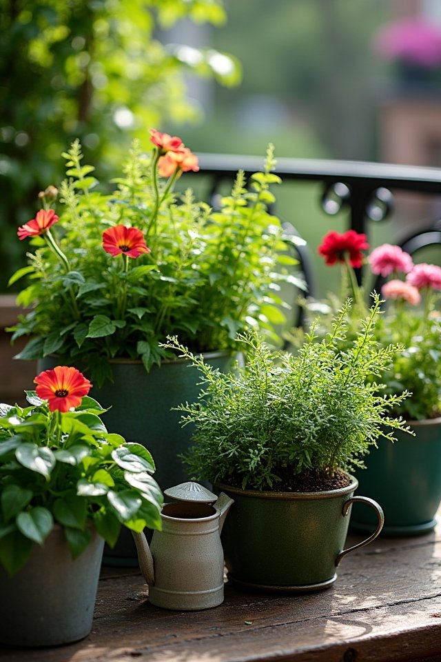 colorful blooms in containers